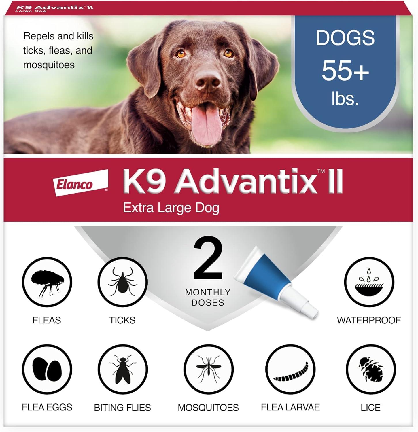 K9 Advantix II XL: Vet-Recommended Flea, Tick & Mosquito Treatment for Dogs Over 55 lbs - 2-Month Supply